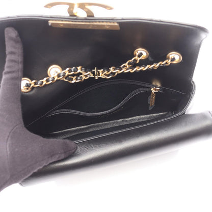 Chanel Shoulder Bag Quilted 2-Way Black Lambskin Chain — view 3