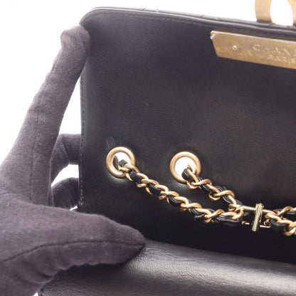 Chanel Shoulder Bag Quilted 2-Way Black Lambskin Chain — view 8
