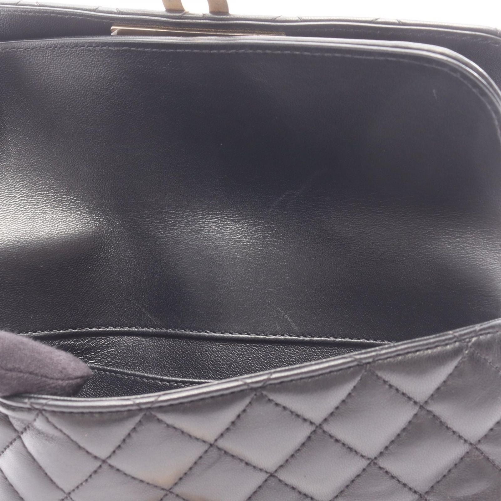 Chanel Shoulder Bag Quilted 2-Way Black Lambskin Chain — view 7