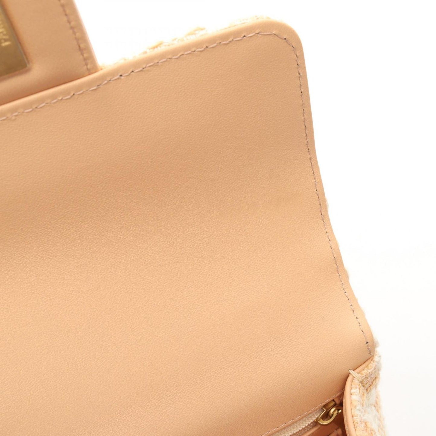 Chanel Shoulder Bag Quilted Top Handle 2-Way Pink Beige White Fabric Leather — view 7