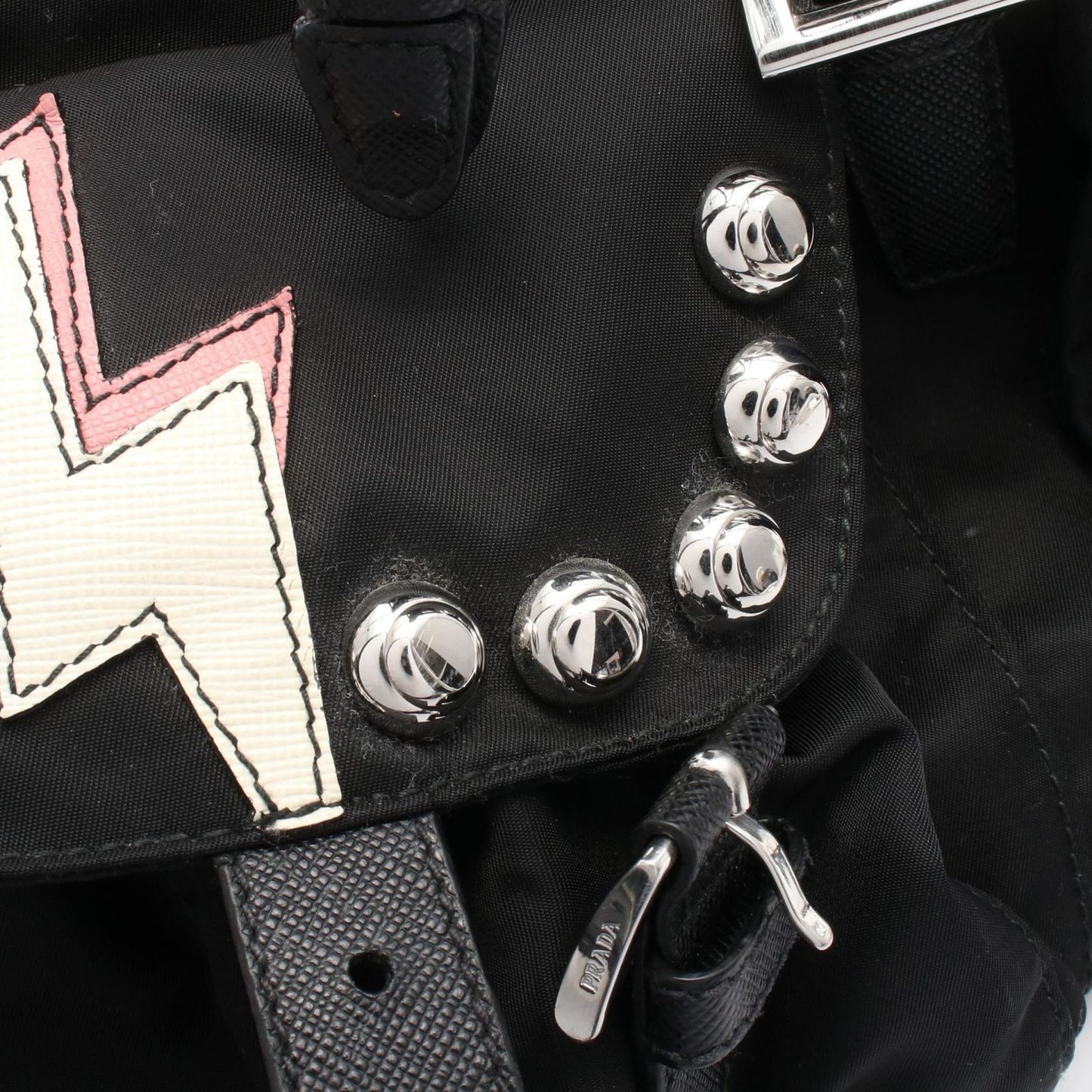 Prada Backpack Tessuto Robot Noir Pink Nylon Leather — view 5