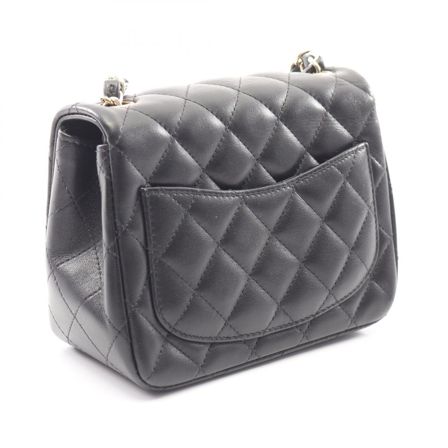 Chanel Shoulder Bag Mini Quilted Black Lambskin Chain — view 2