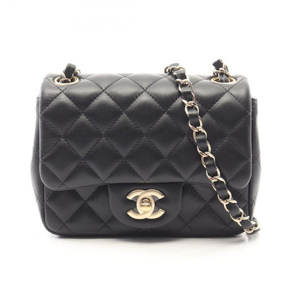 Chanel Shoulder Bag Mini Quilted Black Lambskin Chain