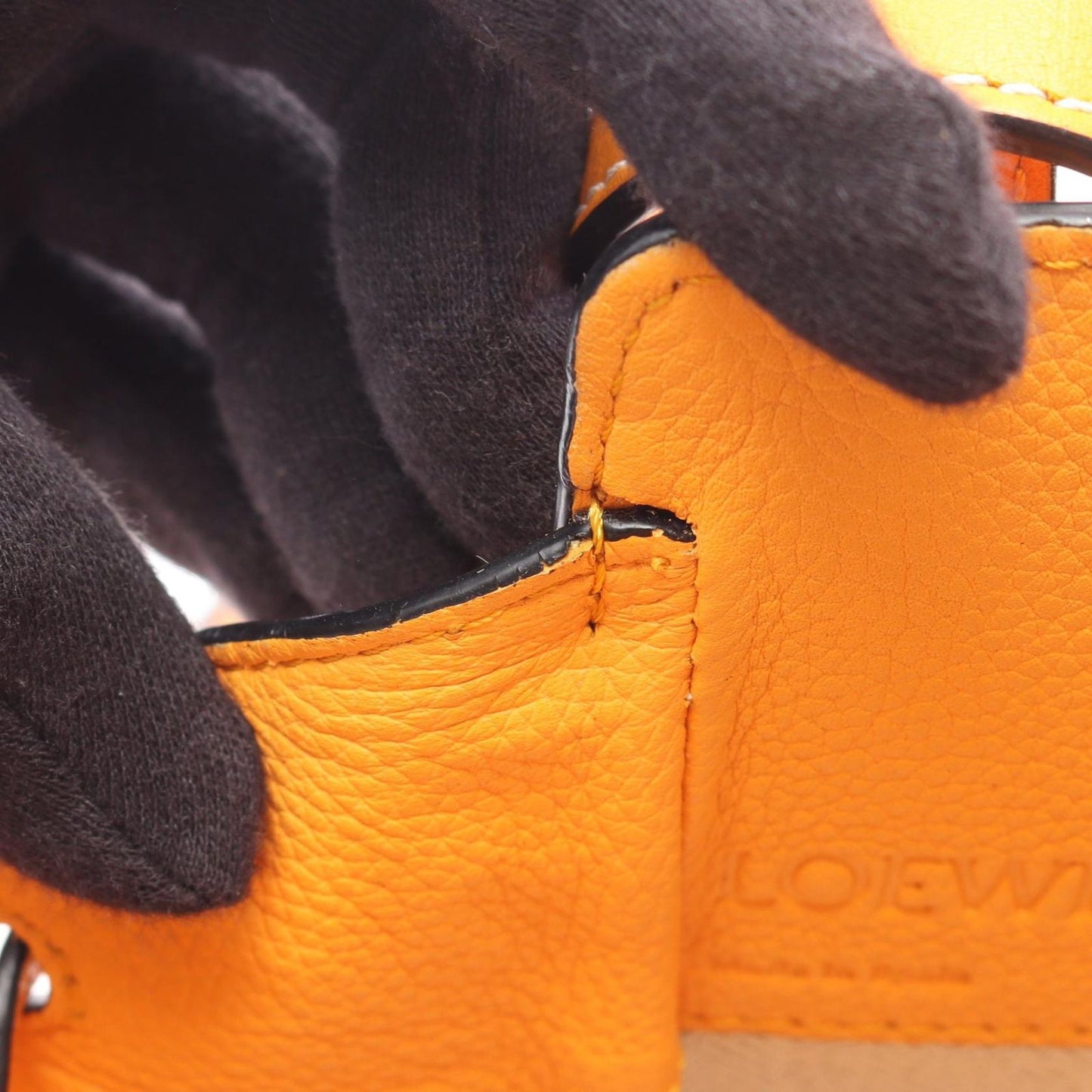 Loewe Handbag Hammock Drawstring Bag Mini 2-Way Orange Leather — view 8