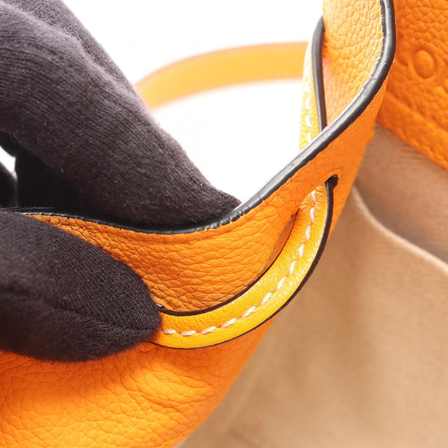 Loewe Handbag Hammock Drawstring Bag Mini 2-Way Orange Leather — view 7