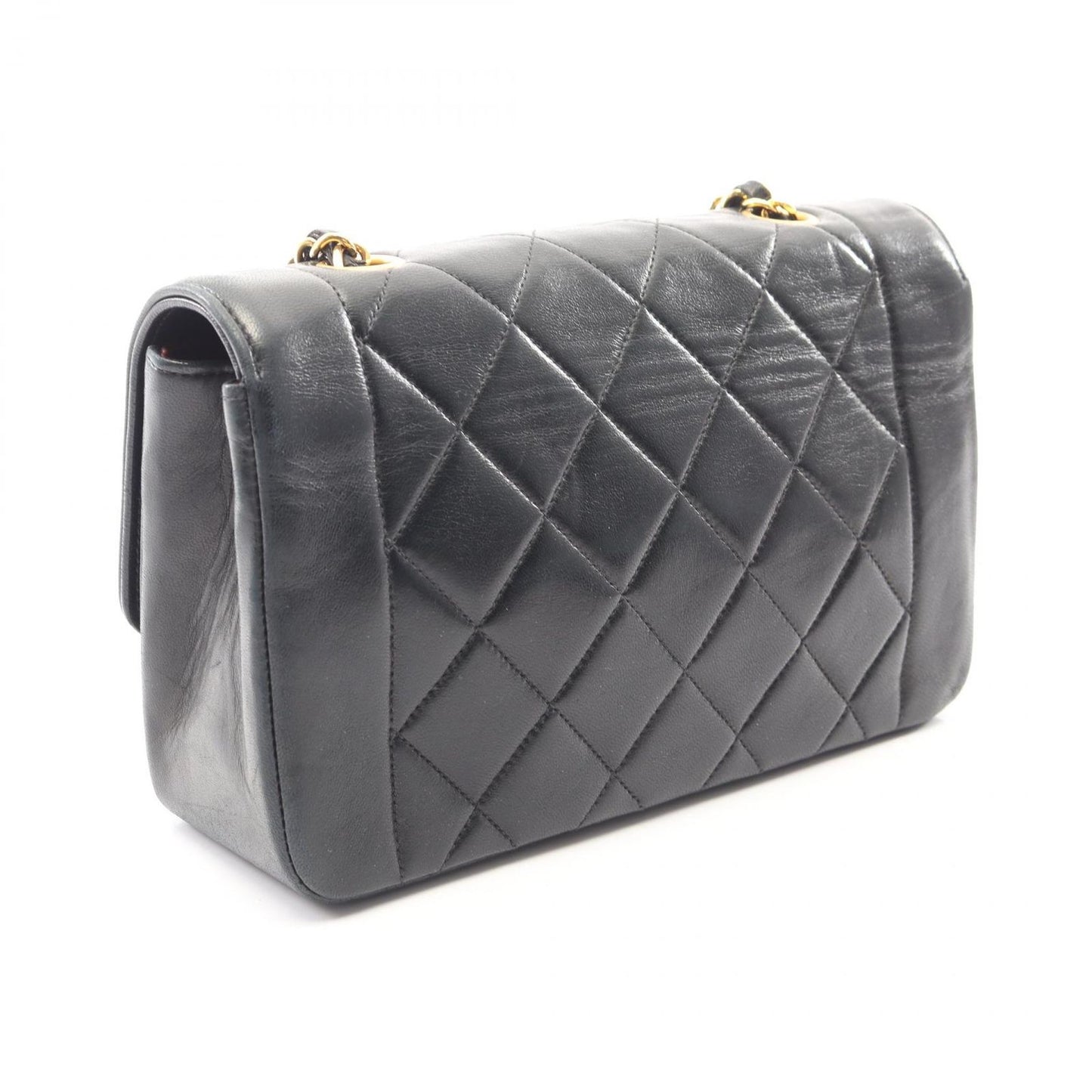 Chanel Shoulder Bag Quilted Diana Flap Black Lambskin Chain — view 2