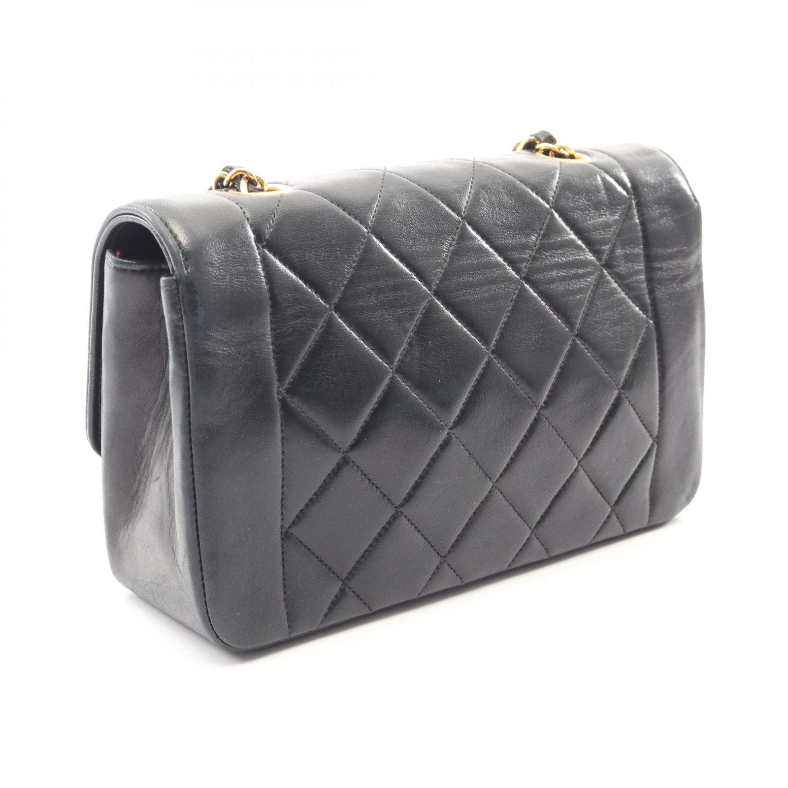 Chanel Shoulder Bag Quilted Diana Flap Black Lambskin Chain — view 2