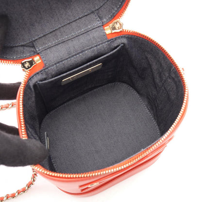 Chanel Handbag CC Logo 2-Way Orange Red Lambskin CC Vanity Chain — view 3