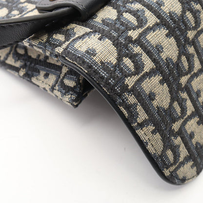 Dior Waist Bag Saddle White Jacquard Navy Canvas Leather — view 7