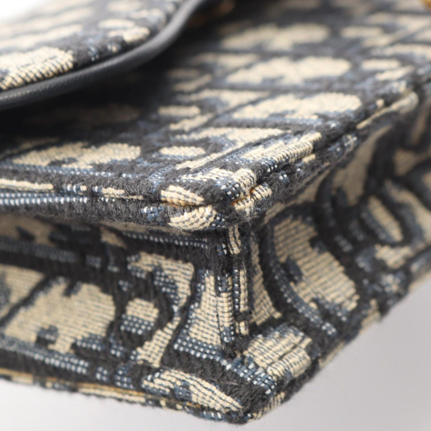 Dior Waist Bag Saddle White Jacquard Navy Canvas Leather — view 8