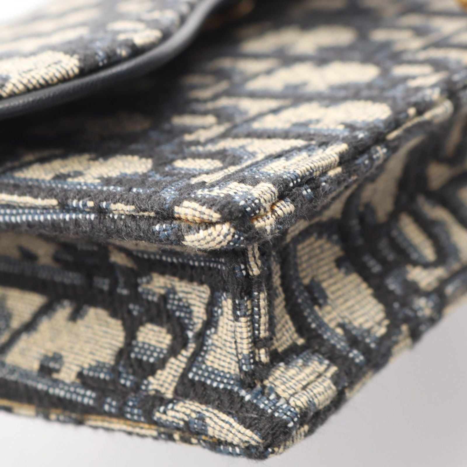 Dior Waist Bag Saddle White Jacquard Navy Canvas Leather — view 8