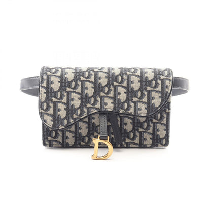 Dior Waist Bag Saddle White Jacquard Navy Canvas Leather