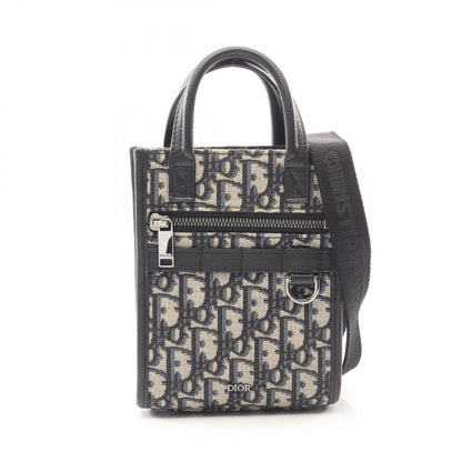 Dior Handbag Safari North South Mini Tote 2-Way Navy Canvas Leather Black