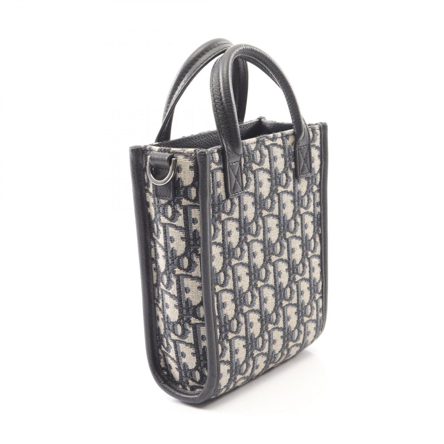 Dior Handbag Safari North South Mini Tote 2-Way Navy Canvas Leather Black — view 2