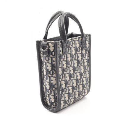Dior Handbag Safari North South Mini Tote 2-Way Navy Canvas Leather Black — view 2