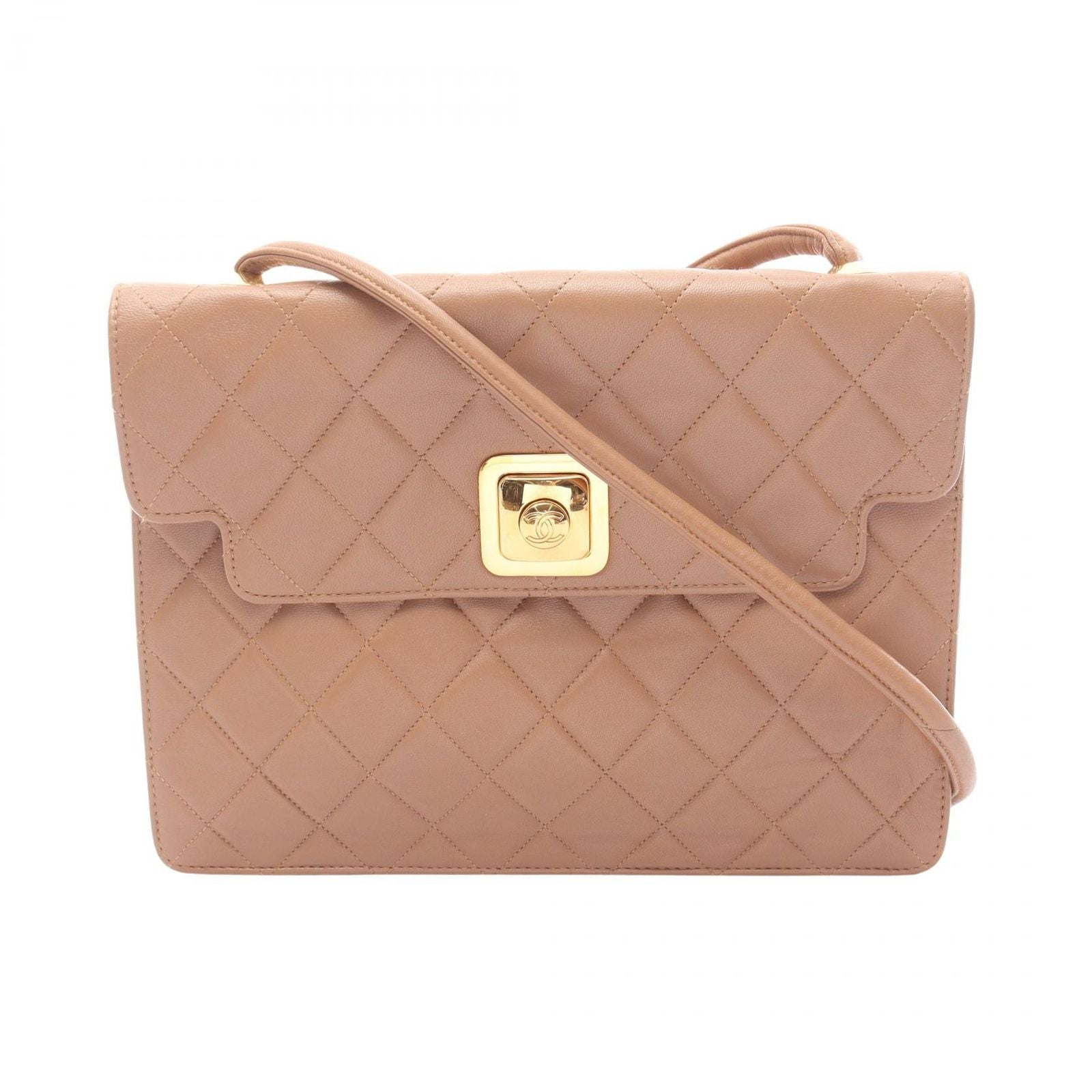 Chanel Shoulder Bag Quilted Brown Lambskin