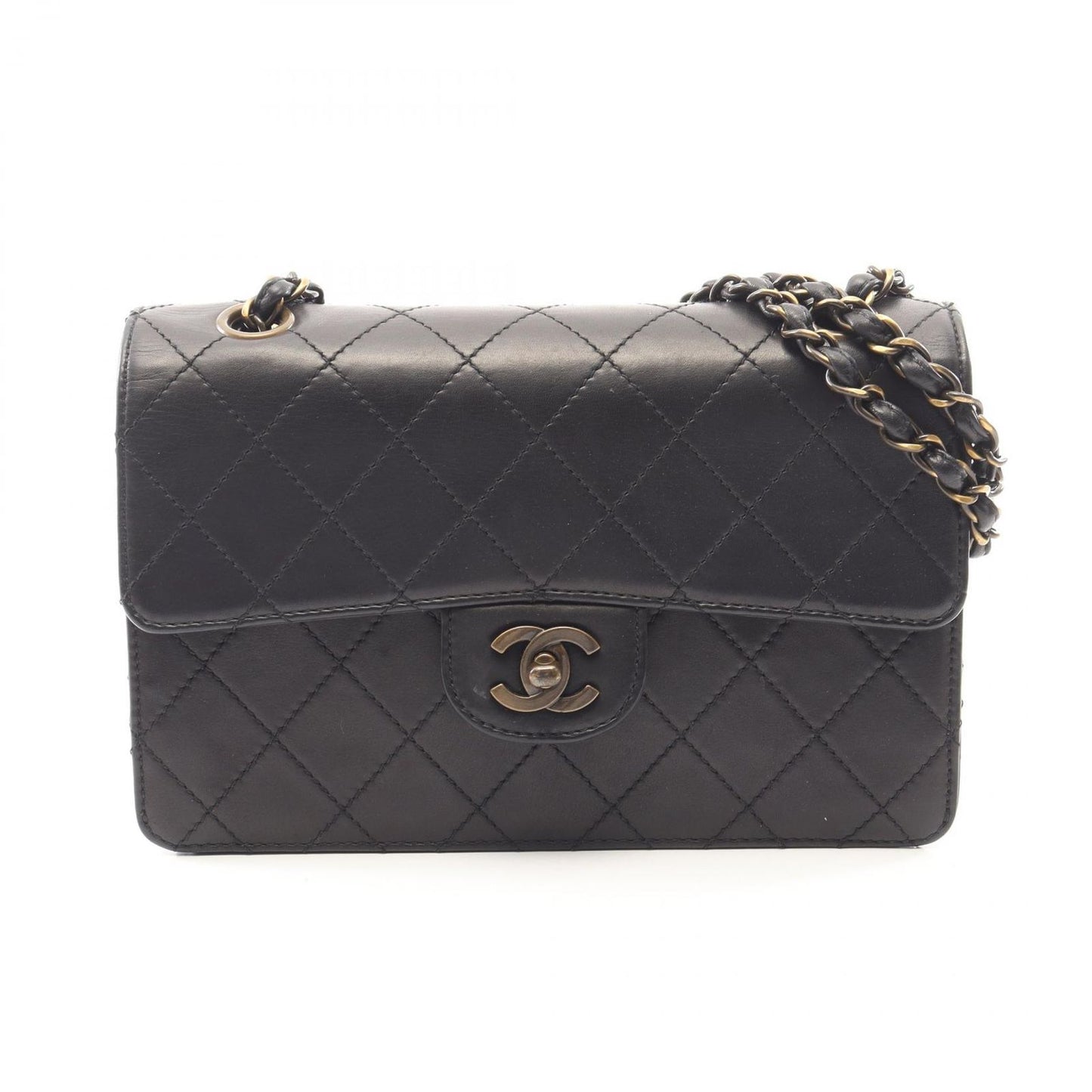 Chanel Shoulder Bag Quilted Black Lambskin Chain