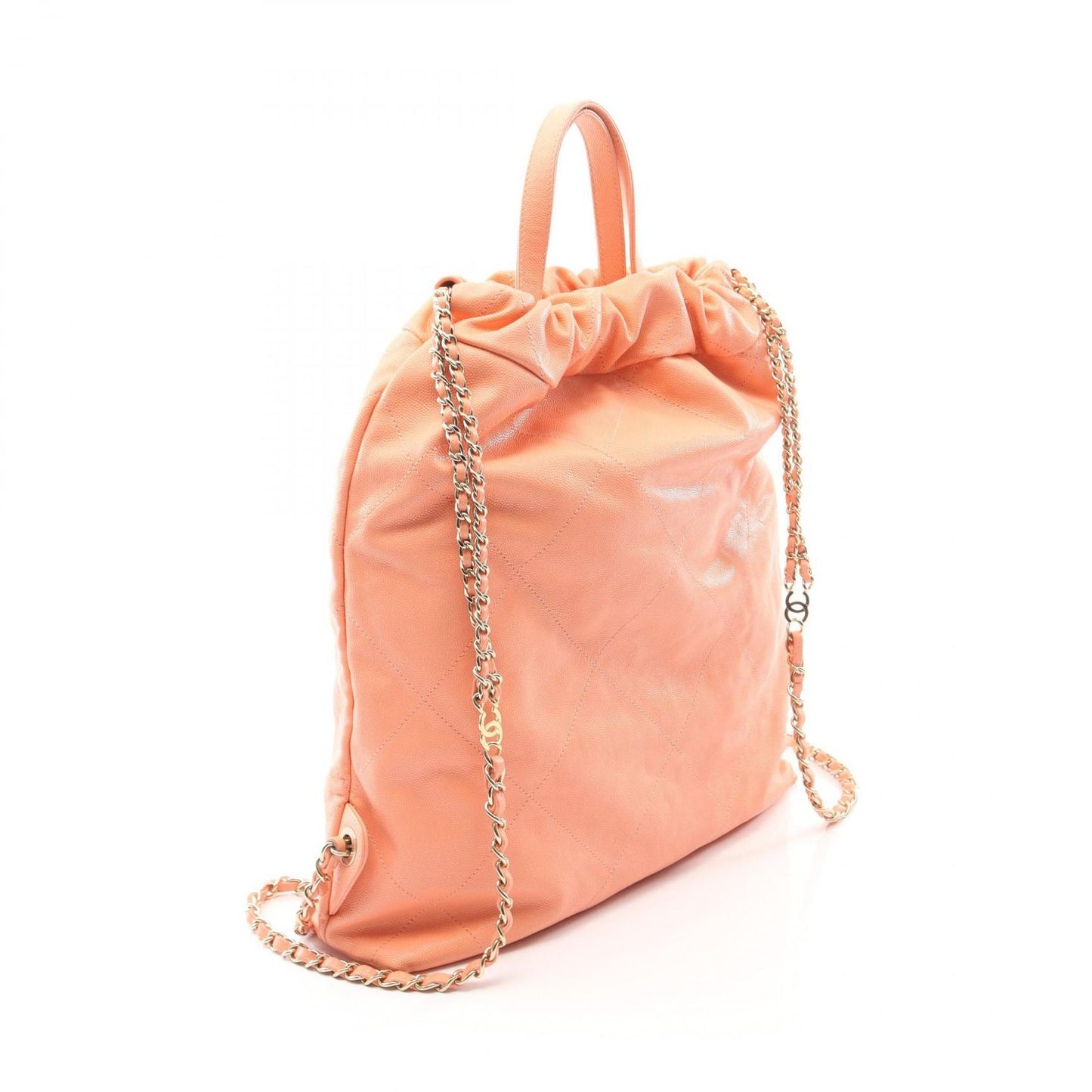 Chanel Backpack 22 Large Coral Pink Caviar Leather 22 Quilted Chain — view 2