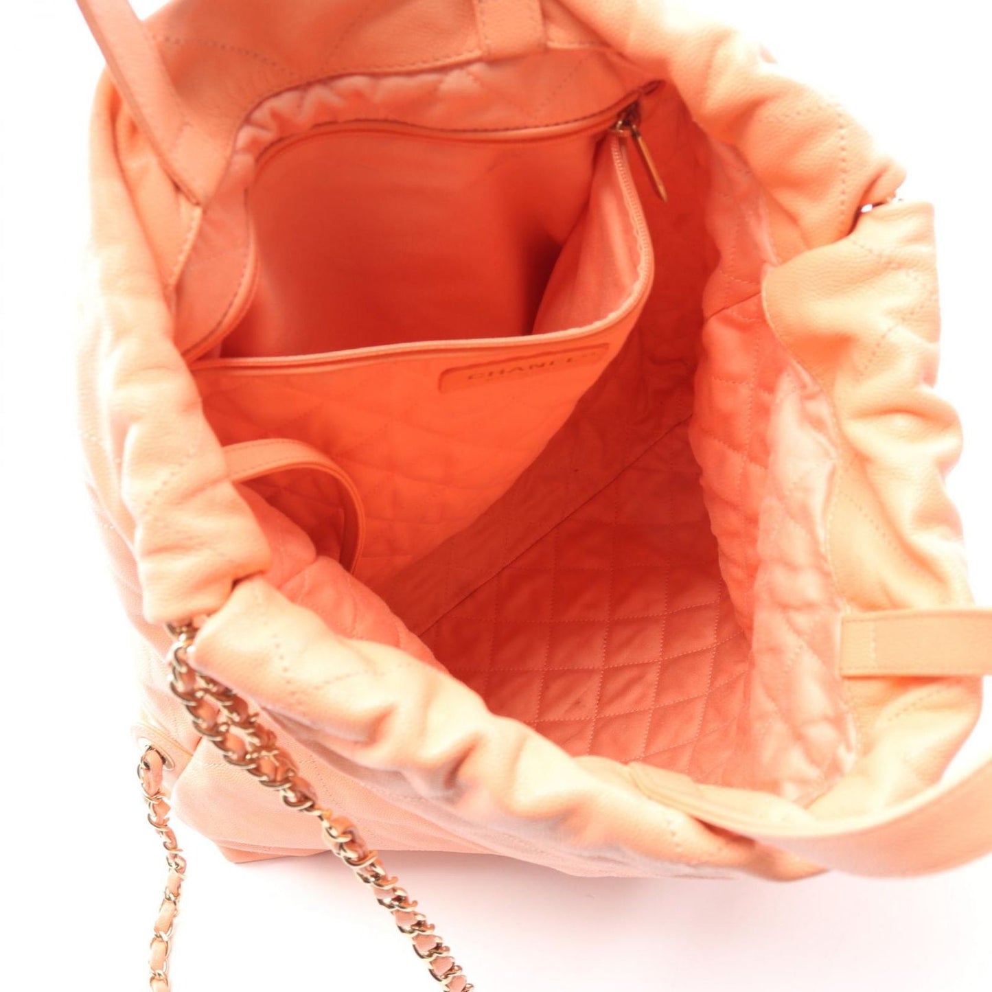 Chanel Backpack 22 Large Coral Pink Caviar Leather 22 Quilted Chain — view 3