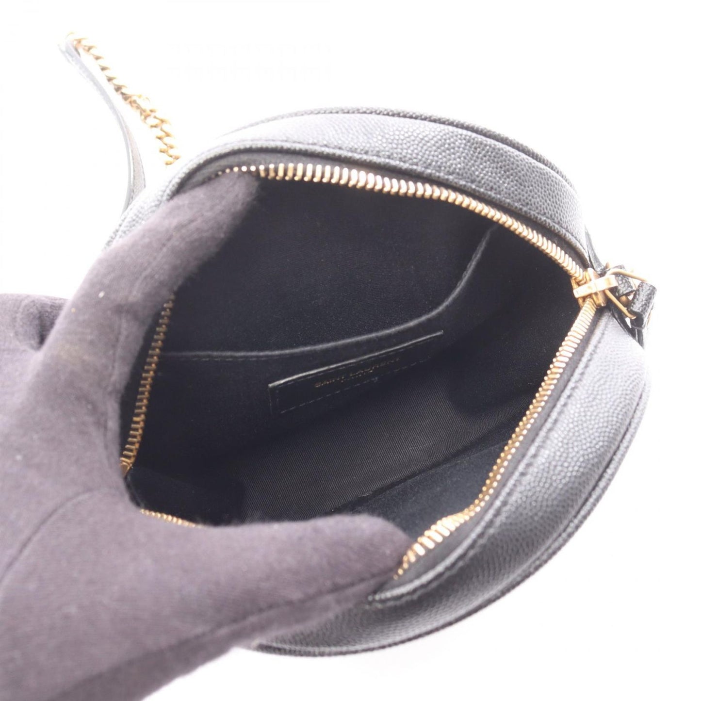 Saint Laurent Paris Shoulder Bag Vinyl Monogram Black Leather Chain — view 3