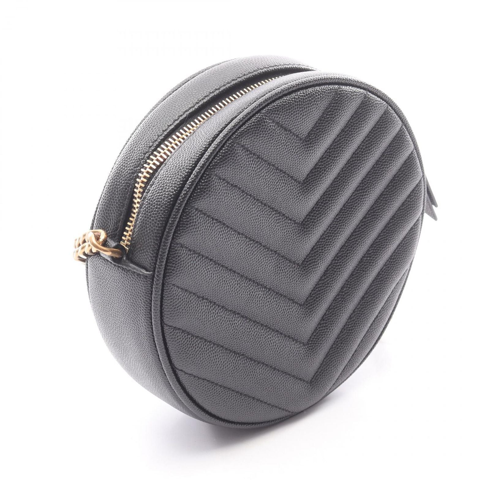 Saint Laurent Paris Shoulder Bag Vinyl Monogram Black Leather Chain — view 2