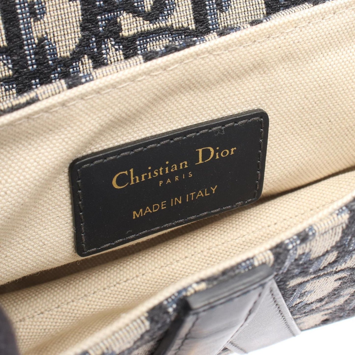Dior Saddle Bag Mini Oblique Peacock Navy Canvas Leather — view 4