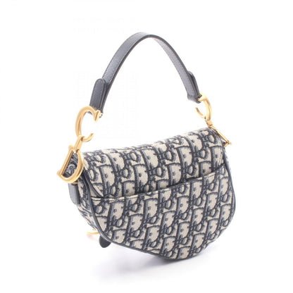 Dior Saddle Bag Mini Oblique Peacock Navy Canvas Leather — view 2