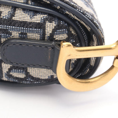 Dior Saddle Bag Mini Oblique Peacock Navy Canvas Leather — view 5