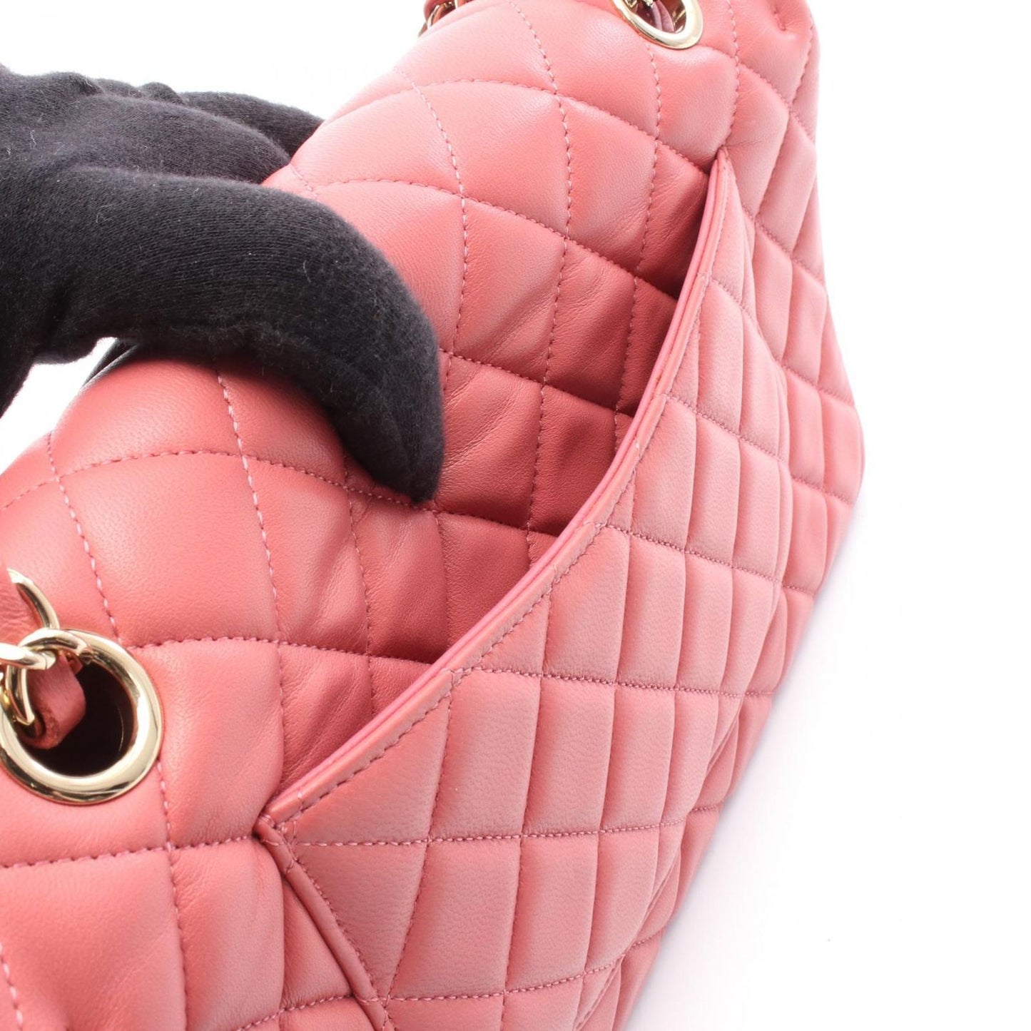 Chanel Shoulder Bag Quilted Single Flap Pink Leather Chain — view 6