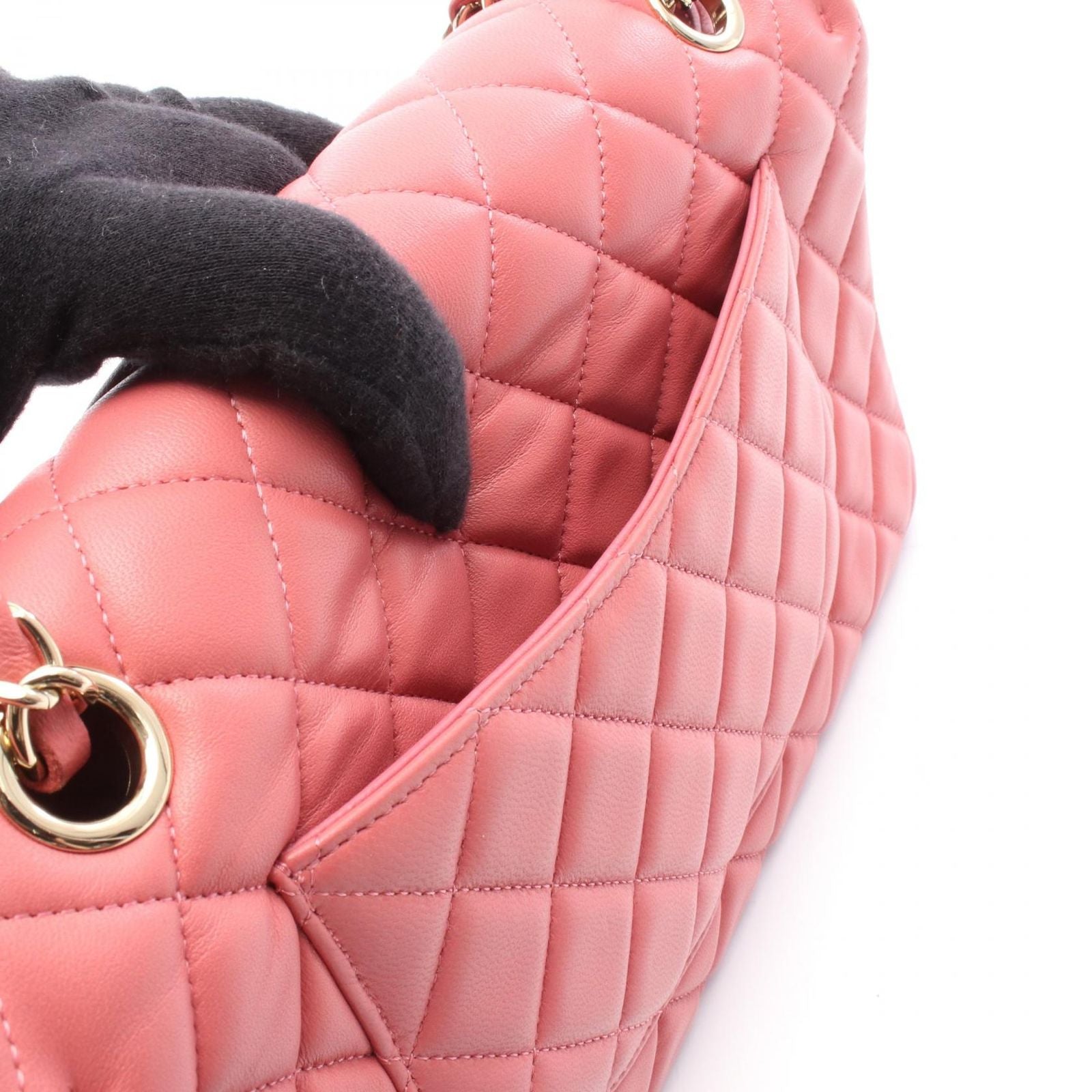 Chanel Shoulder Bag Quilted Single Flap Pink Leather Chain — view 6