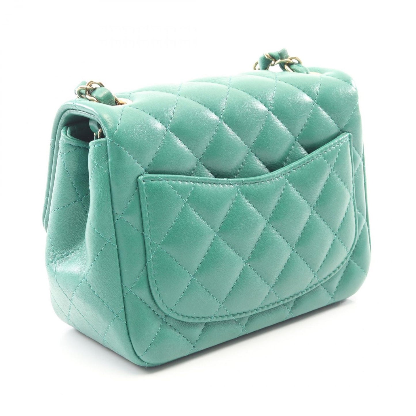 Chanel Shoulder Bag Mini Quilted Green Lambskin Chain — view 2