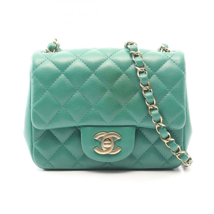 Chanel Shoulder Bag Mini Quilted Green Lambskin Chain