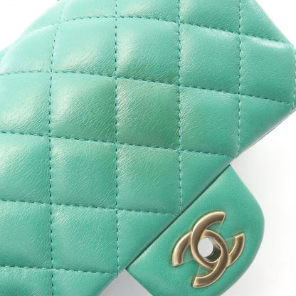 Chanel Shoulder Bag Mini Quilted Green Lambskin Chain — view 8