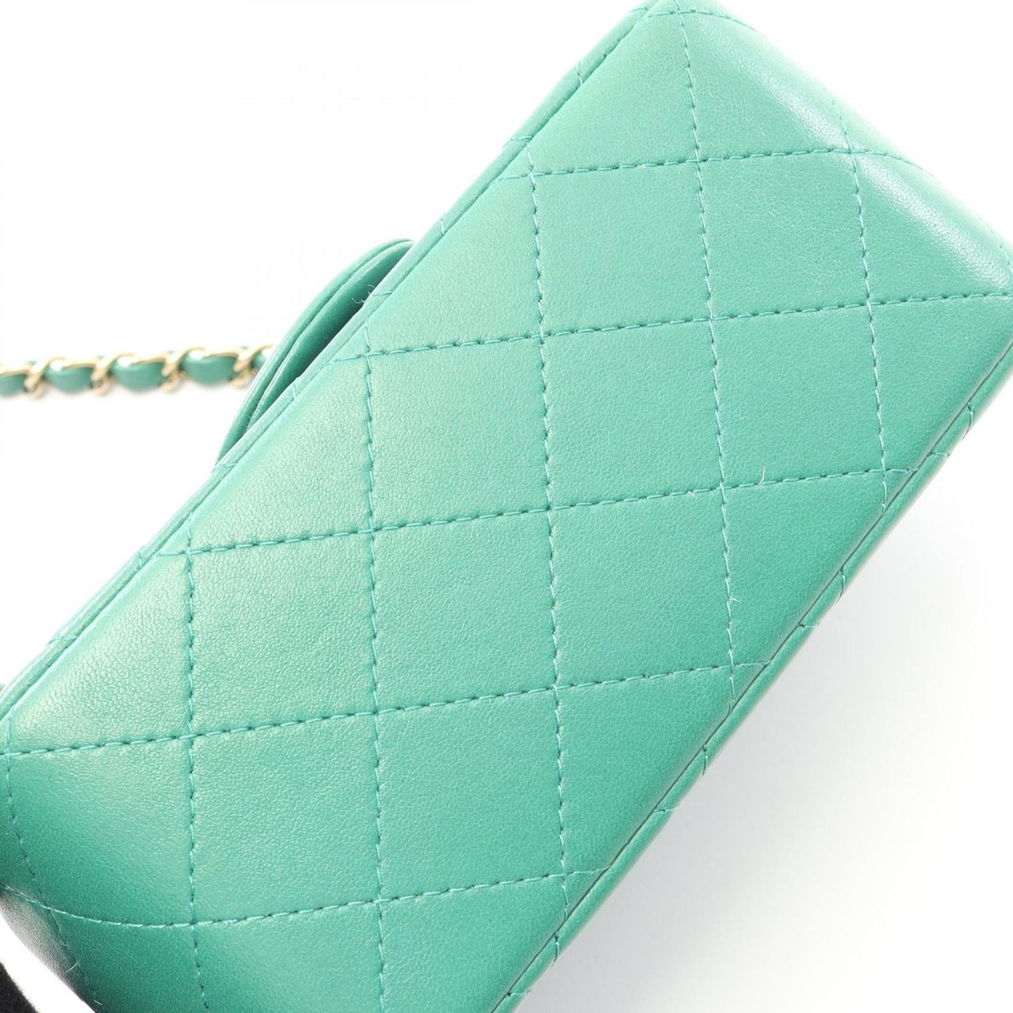 Chanel Shoulder Bag Mini Quilted Green Lambskin Chain — view 7