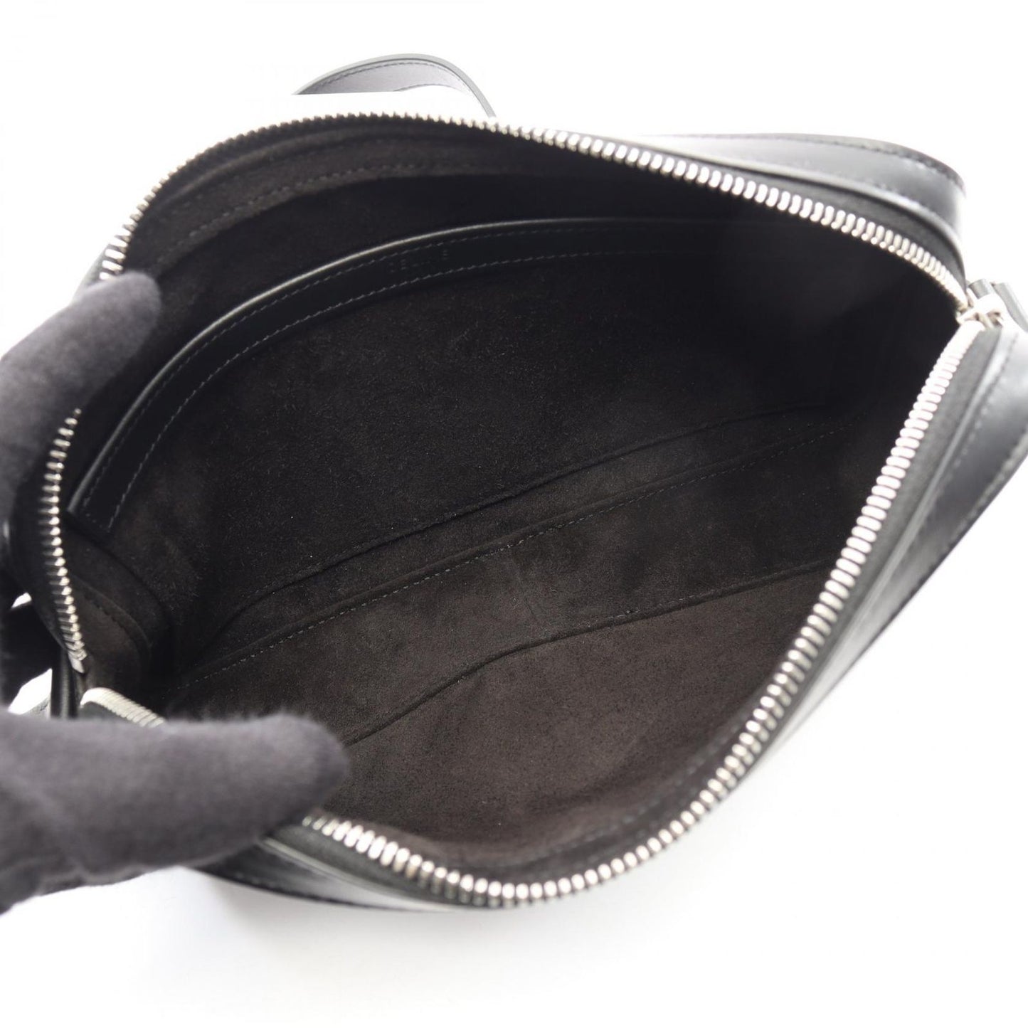 Celine Shoulder Bag Black Leather Triomphe — view 3