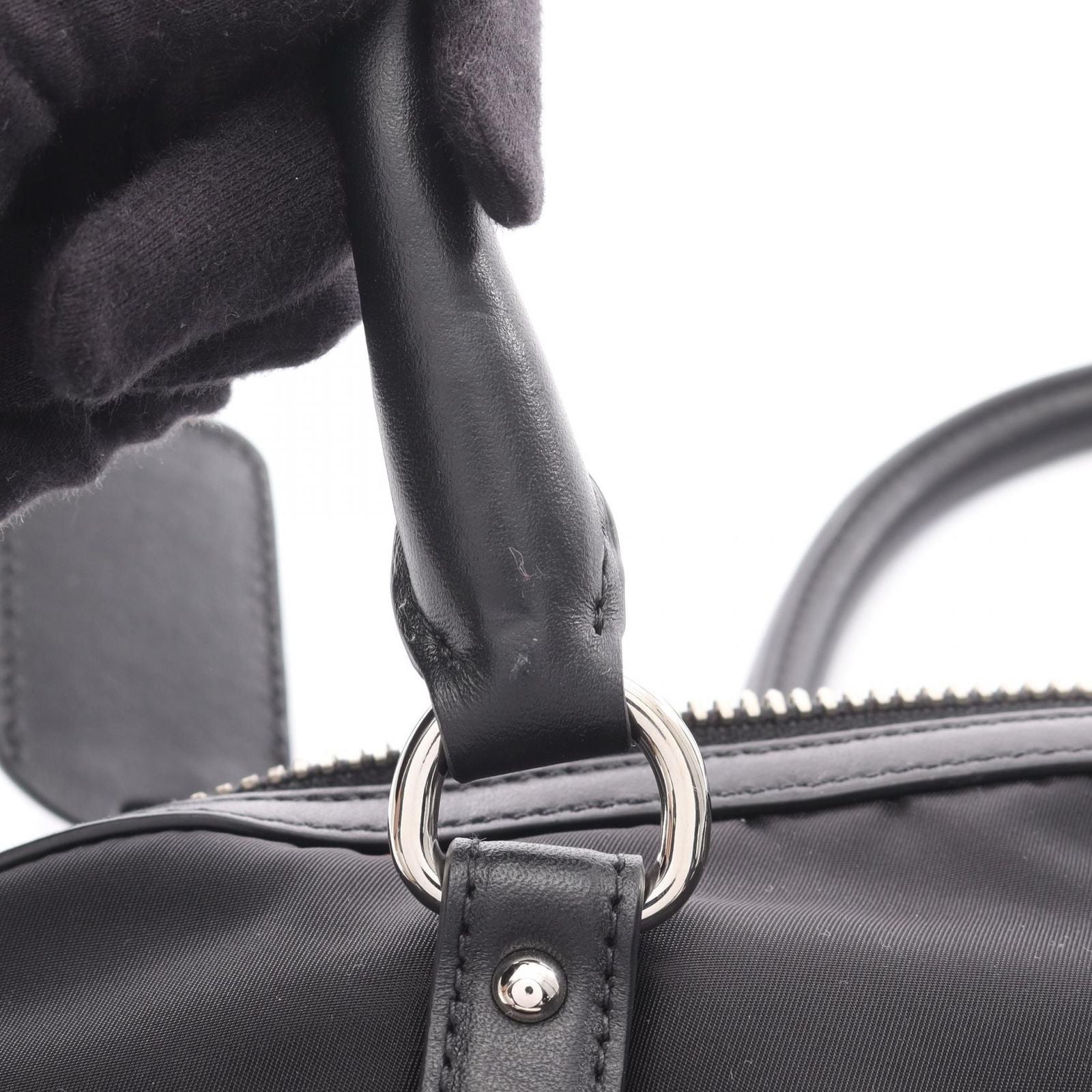 Prada Handbag 2-Way Black Nylon Leather Tote — view 8