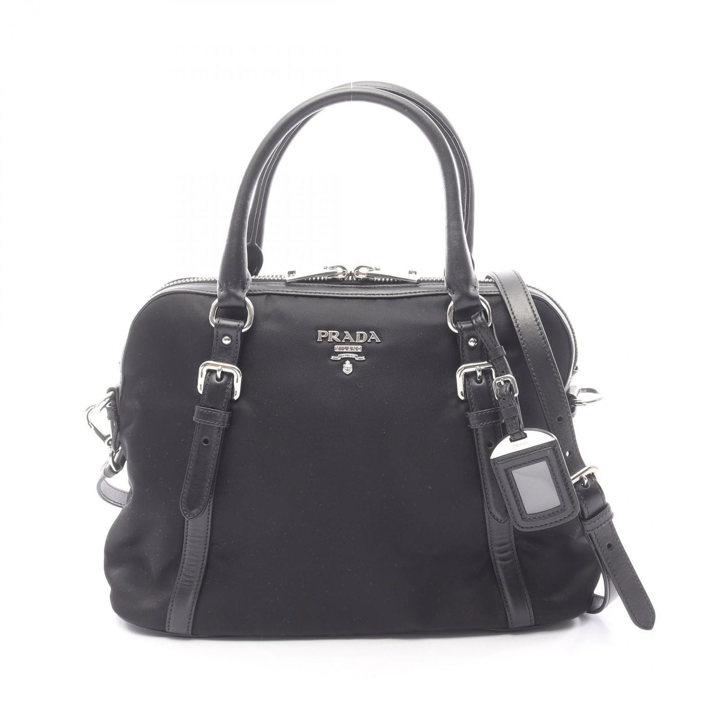 Prada Handbag 2-Way Black Nylon Leather Tote