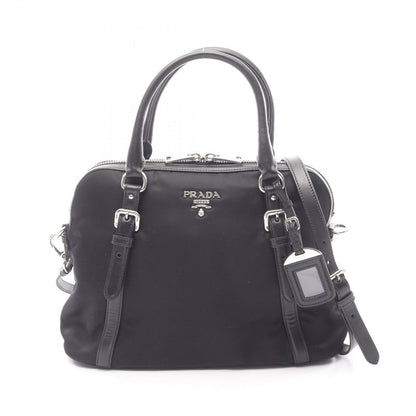 Prada Handbag 2-Way Black Nylon Leather Tote