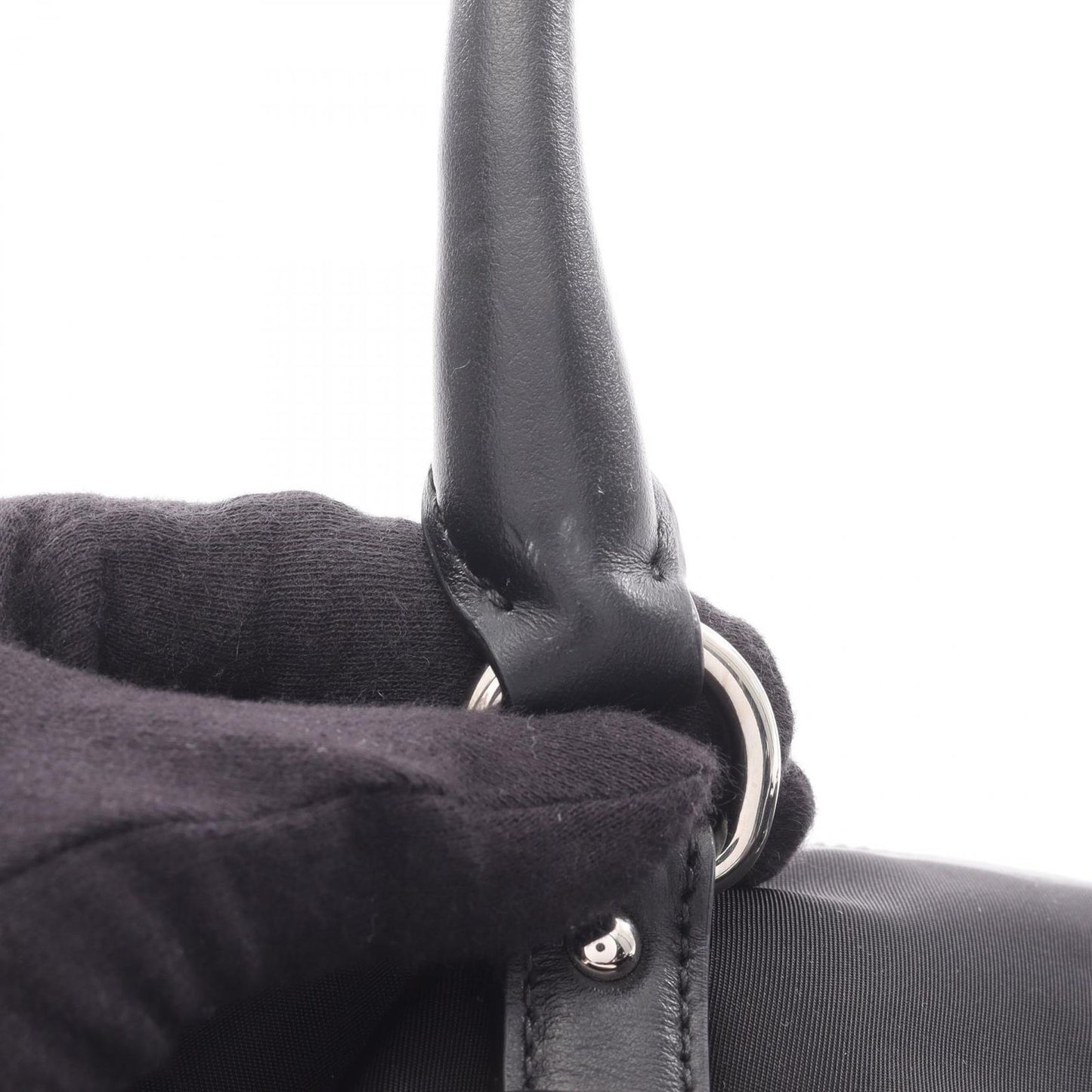 Prada Handbag 2-Way Black Nylon Leather Tote — view 9