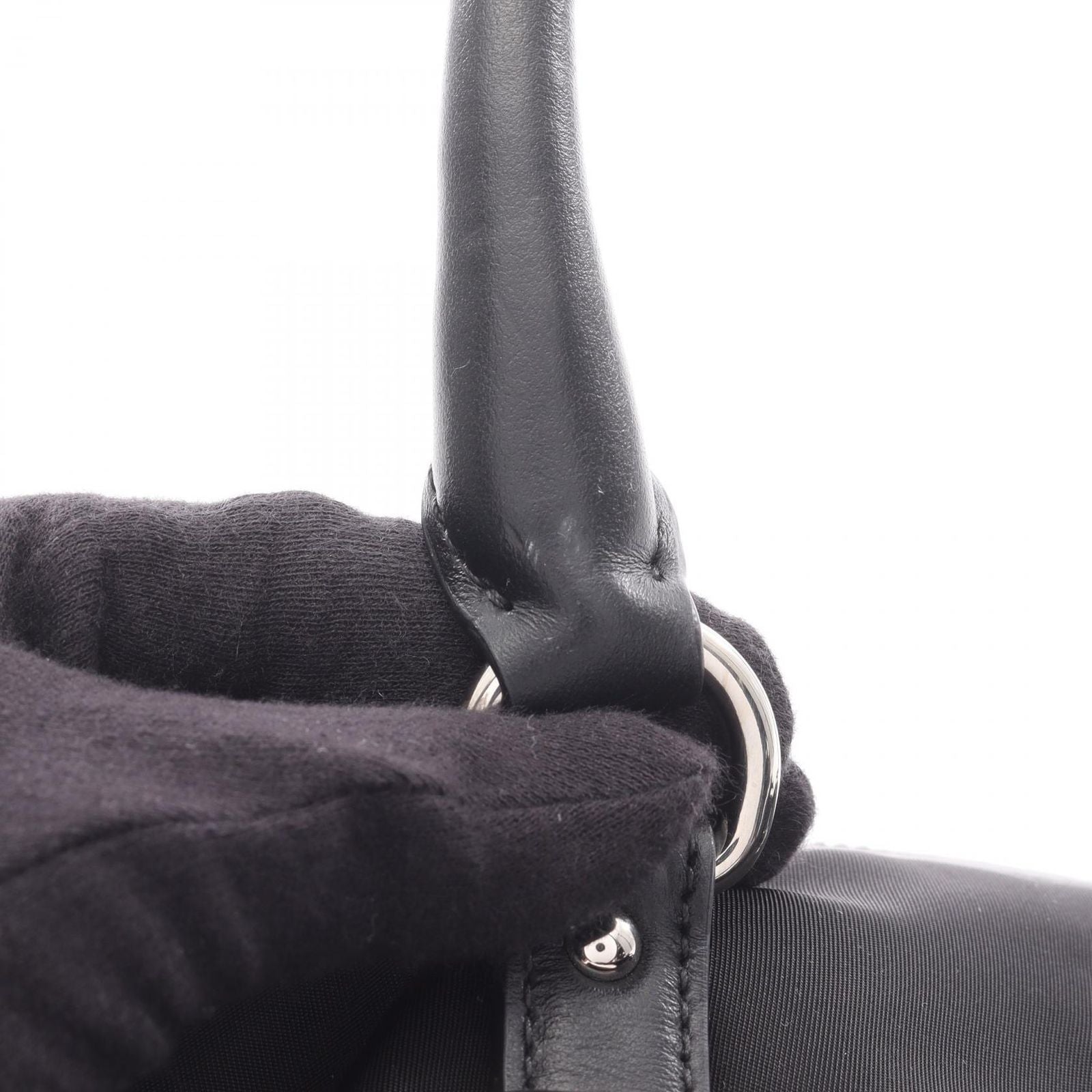 Prada Handbag 2-Way Black Nylon Leather Tote — view 9
