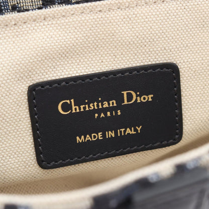 Dior Saddle Bag Mini Oblique Peacock 2-Way Navy Canvas Leather — view 4