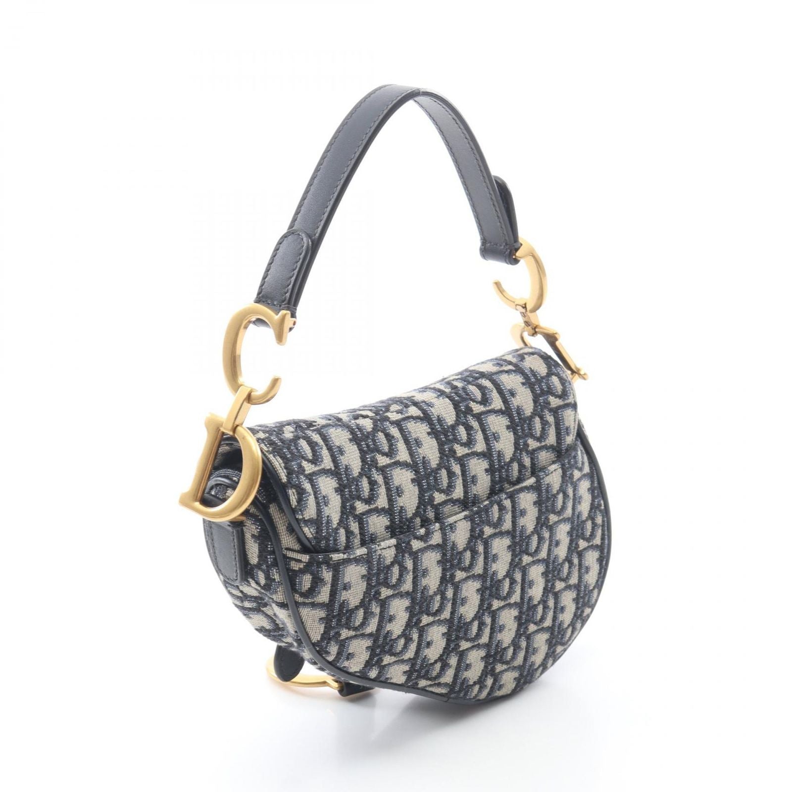 Dior Saddle Bag Mini Oblique Peacock 2-Way Navy Canvas Leather — view 2