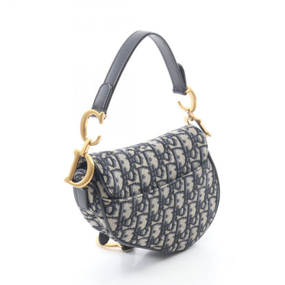 Dior Saddle Bag Mini Oblique Peacock 2-Way Navy Canvas Leather — view 2