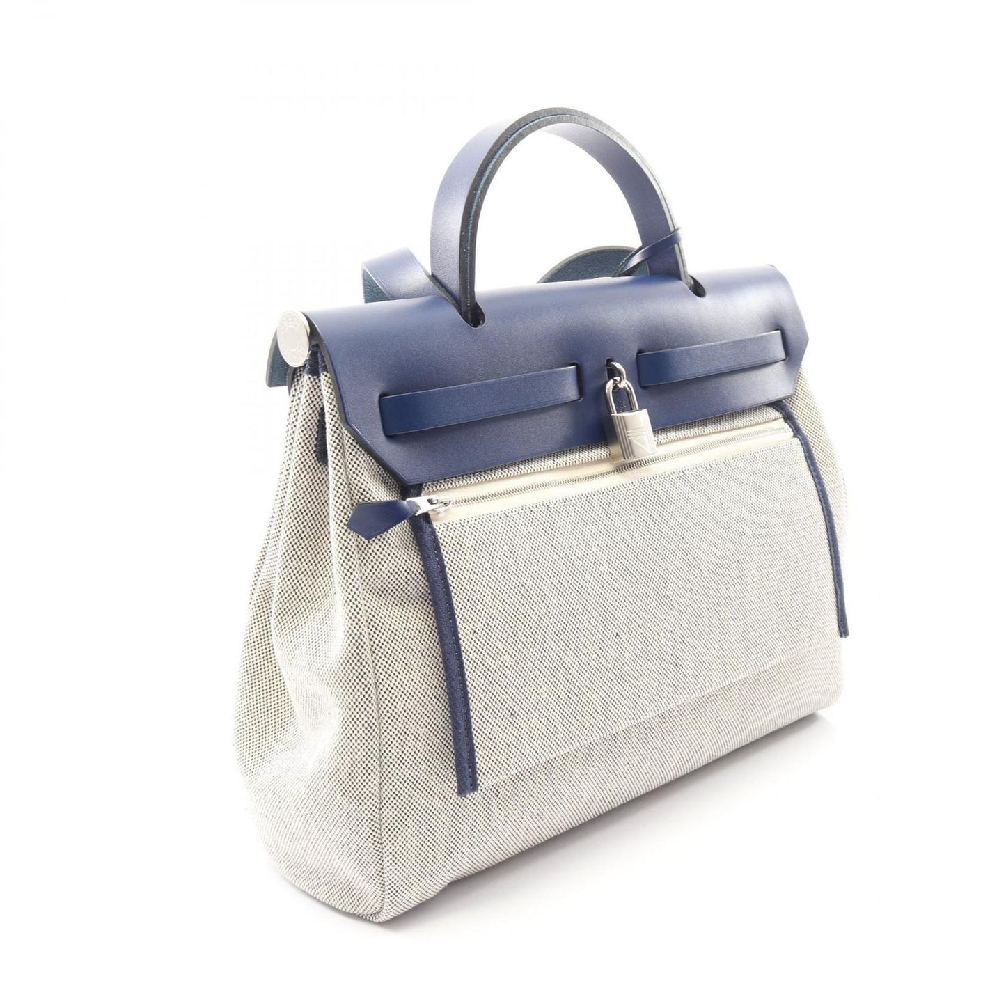 Hermes Handbag Herbag Zip PM Letourne Brides de Gala 2-Way Ecru Blue Saffiano — view 2