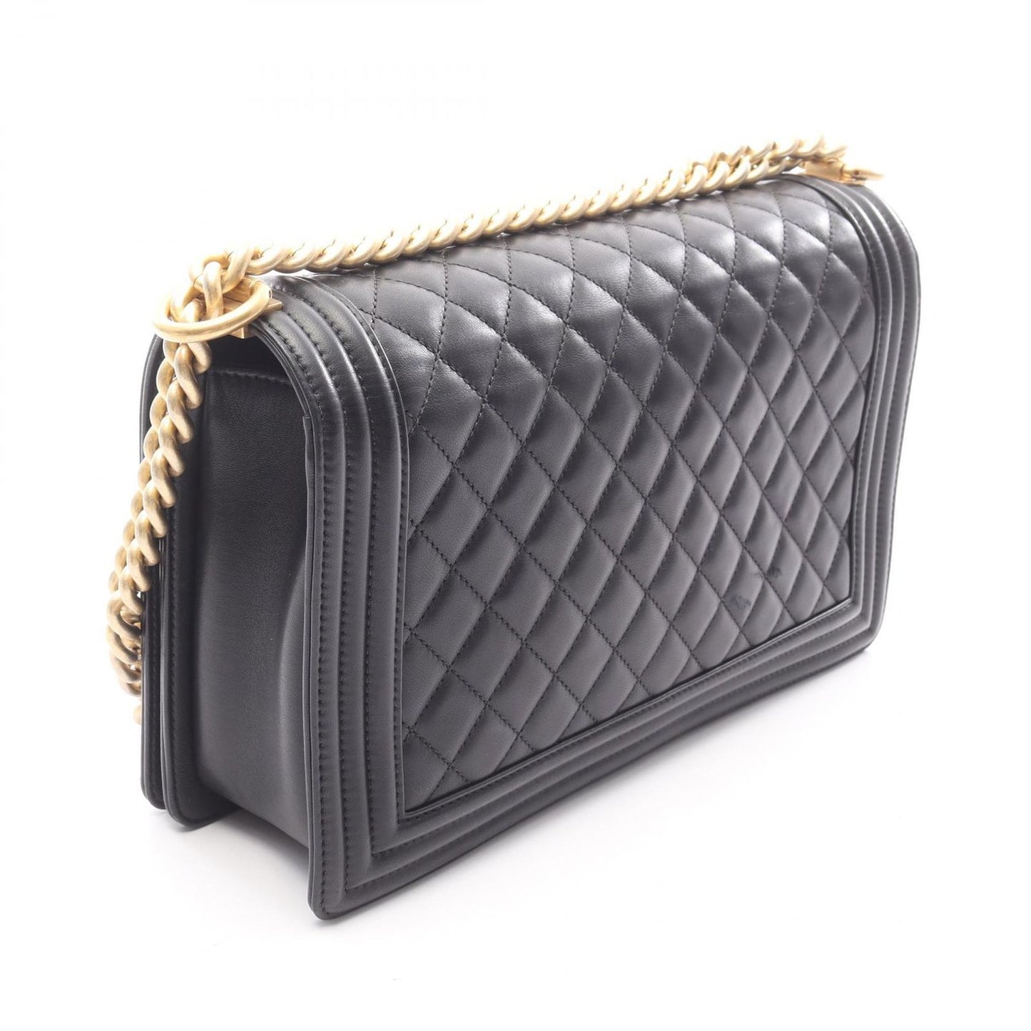 Chanel Shoulder Bag Large Quilted Black Lambskin Chain — view 2