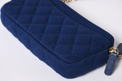 Chanel Chain Wallet Quilted CC Logo Navy Blue Gold Shoulder Bag — view 8