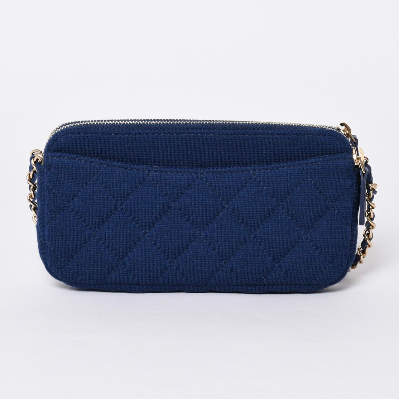 Chanel Chain Wallet Quilted CC Logo Navy Blue Gold Shoulder Bag — view 2