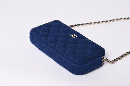 Chanel Chain Wallet Quilted CC Logo Navy Blue Gold Shoulder Bag — view 7