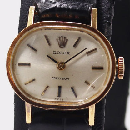 Rolex Precision 18k 750 Top Manual Winding Silver Dial Watch Mtm