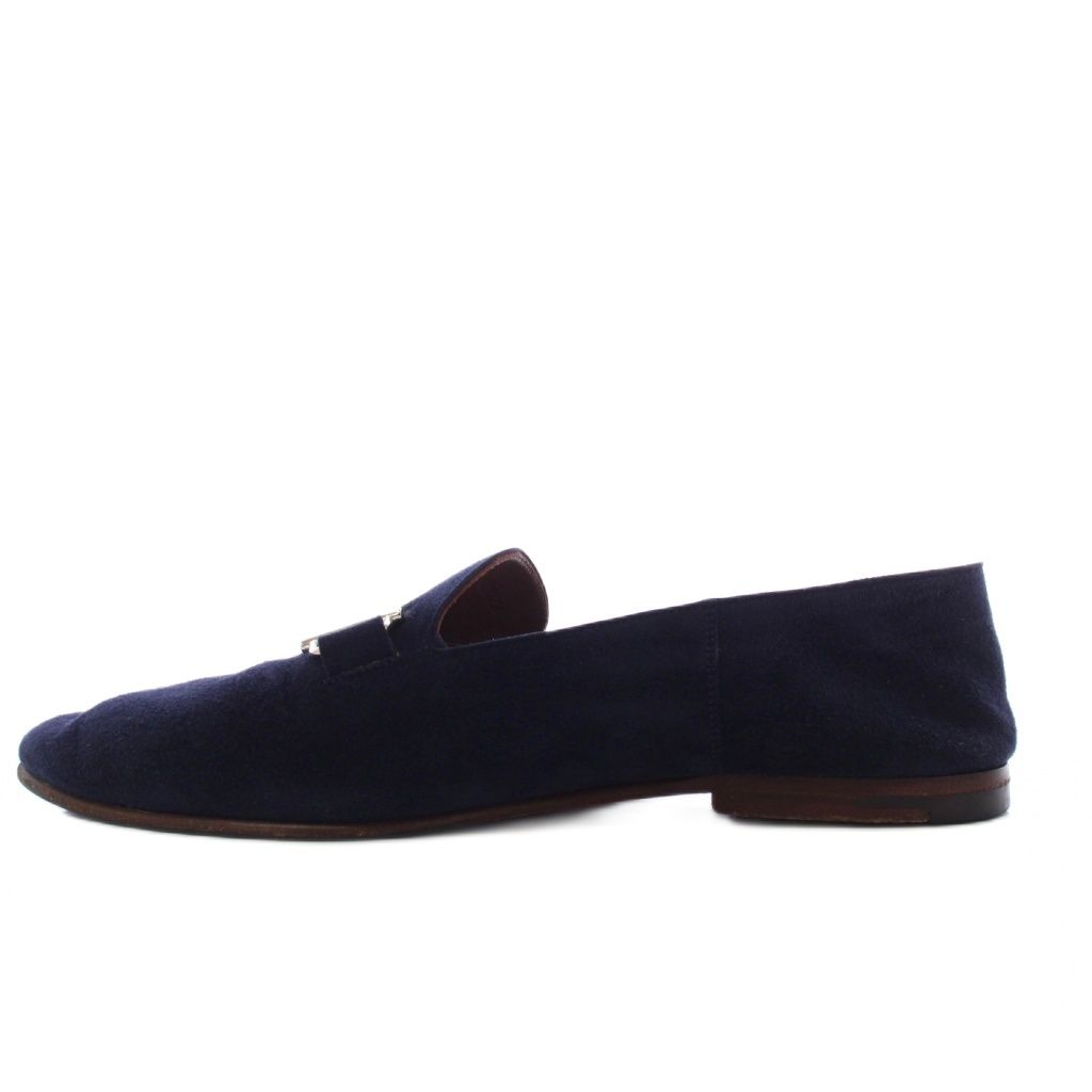 Hermes Saga Suede Loafers Moccasins 41 Navy PJ — view 2
